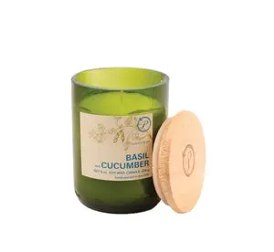 Green Recycled Glass Candle - Basil + Cucumber (226g) 8oz